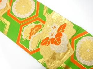 アンティーク　亀甲に桐・菊・笠松模様織り出し袋帯（材料）